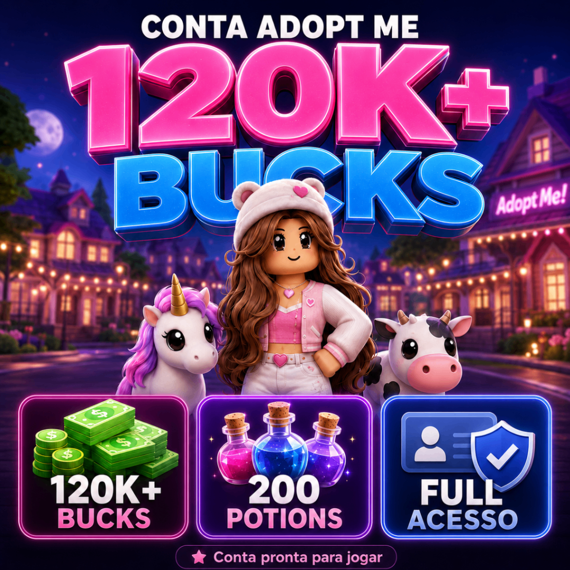 [💰] - CONTA 120K BUCKS + 200 POÇÕES